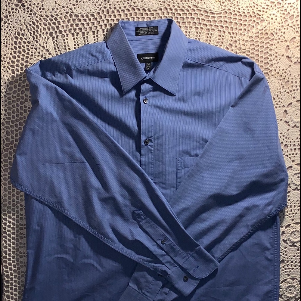 Claiborne bottom down Shirt blue with stripe for man size medium
